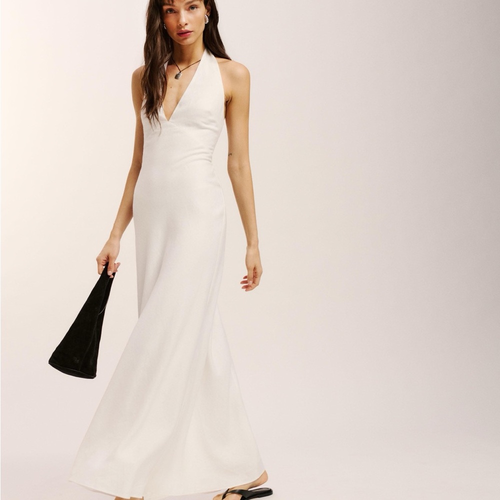 Reformation White Delilah Linen Dress